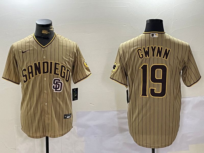 Men San Diego Padres #19 Gwynn Browm Stripe Game 2024 Nike MLB Jersey style 5->san diego padres->MLB Jersey